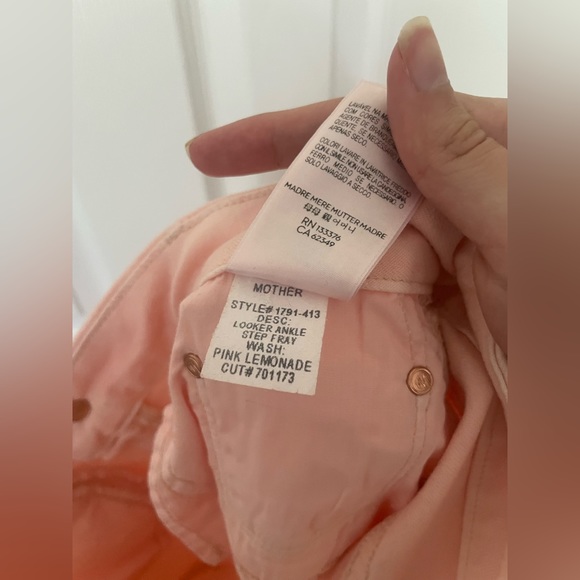 Mother Pink Lemonade Looker Ankle Step Fray Jeans - Picture 11 of 12